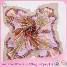 Custom design high quality 100% purple silk scarf for ladies